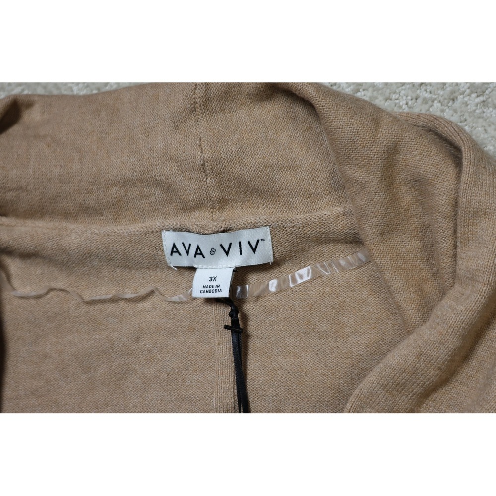 Ava & Viv Camel Heather Open Front Cardigan Sweater Plus Size 3X NWT - Picture 6 of 7